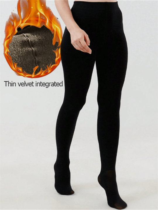 Plus Size, Ultra Soft And Thick Velvet Leggings For Women's Big Thigh, High Waist, Suitable For 80 - 250kg, For Winter, Spring & Autumn, Footed Or Footless, Premium Quality, Comfortable And Warm For Pregnant Women - Lolli World Marketplace