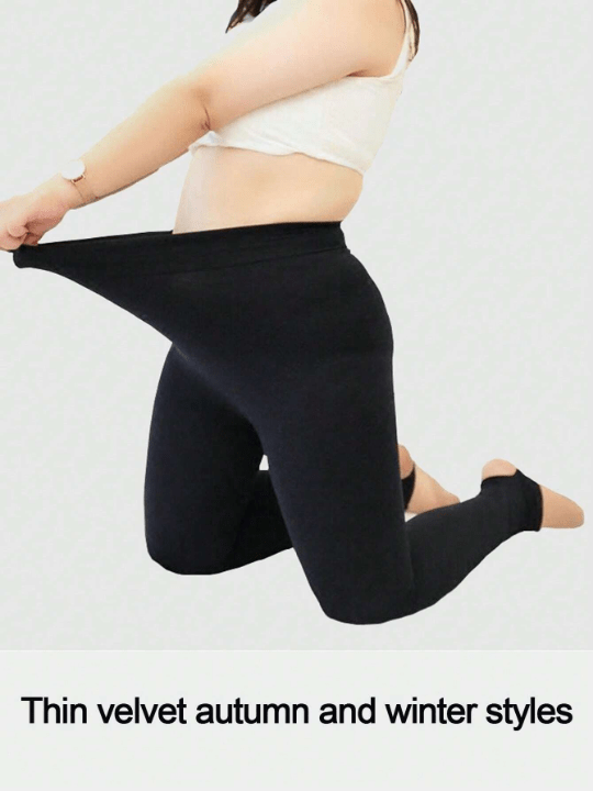 Plus Size Velvet Thickened Leggings For Women, High Waist, Suitable For 80 - 250lbs, Warm And Soft, Perfect For Autumn And Winter - Lolli World Marketplace