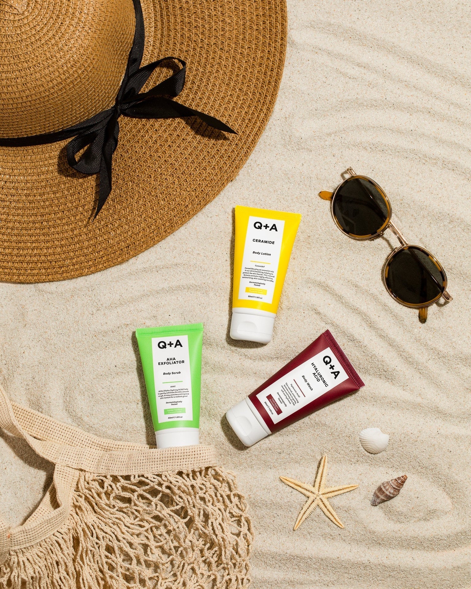 Q+A AHA Exfoliator Body Scrub Travel Size 50 ml