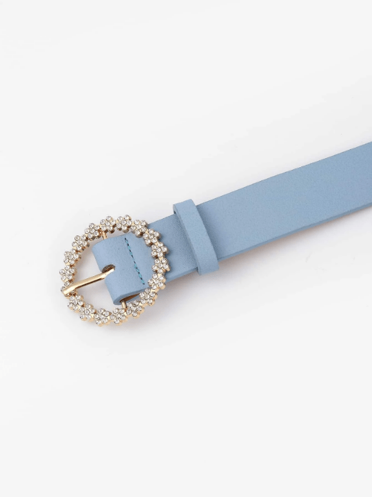 Rhinestone Circle Buckle Belt With Punch Tool - Lolli World Marketplace