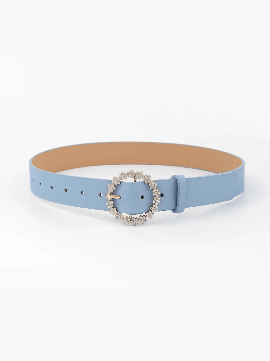 Rhinestone Circle Buckle Belt With Punch Tool - Lolli World Marketplace