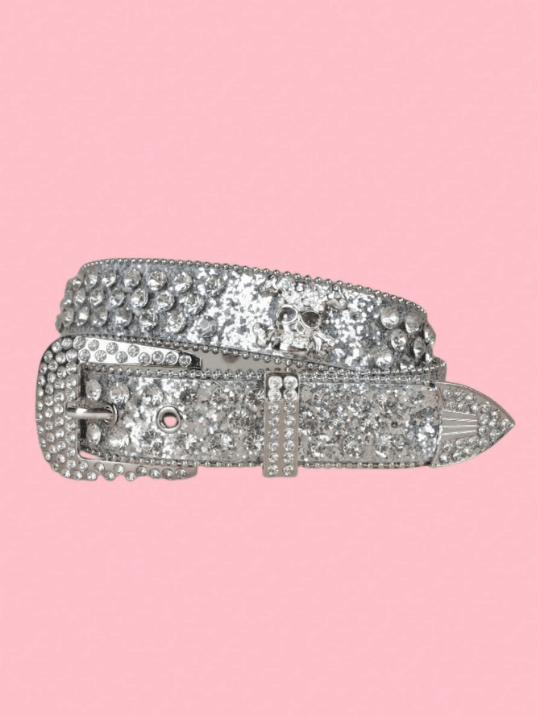 Rhinestone & Skull Decor Geometric Buckle Belt - Lolli World Marketplace