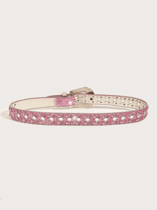 Rhinestone & Studded Decor Belt Y2K pink Cowgirl for Jeans Pants and Dresses - Lolli World Marketplace