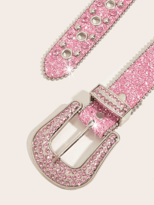 Rhinestone & Studded Decor Belt Y2K pink Cowgirl for Jeans Pants and Dresses - Lolli World Marketplace