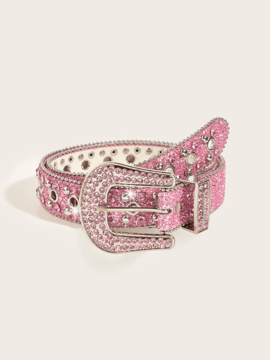 Rhinestone & Studded Decor Belt Y2K pink Cowgirl for Jeans Pants and Dresses - Lolli World Marketplace
