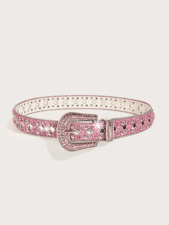 Rhinestone & Studded Decor Belt Y2K pink Cowgirl for Jeans Pants and Dresses - Lolli World Marketplace