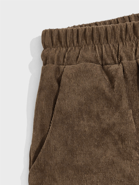 ROMWE Academia Men Corduroy Drawstring Shorts - Lolli World Marketplace