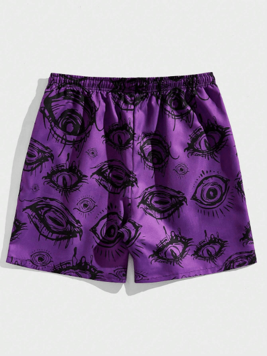 ROMWE Goth Men Eye Print Drawstring Waist Shorts - Lolli World Marketplace