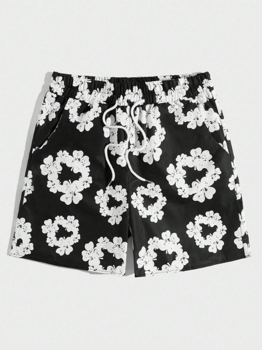 ROMWE Street Life Men Floral Print Drawstring Waist Shorts - Lolli World Marketplace