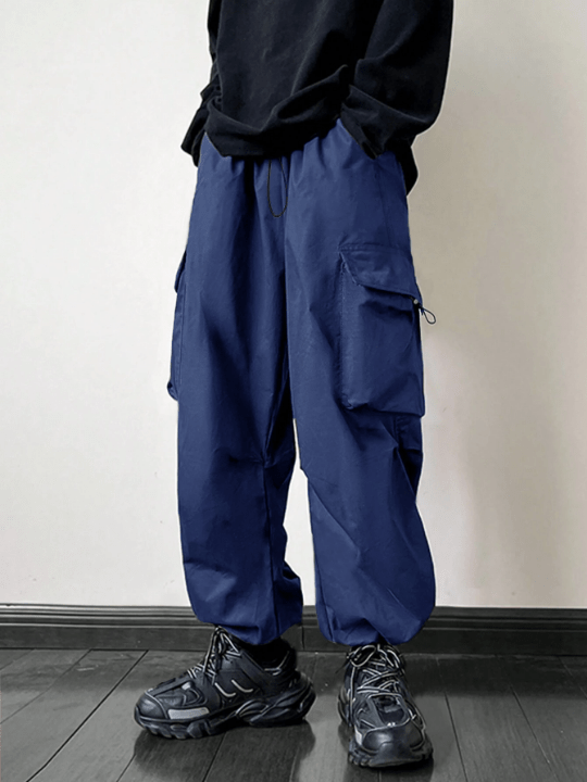 ROMWE Street Life Men Loose Fit Parachute Work Trousers - Lolli World Marketplace