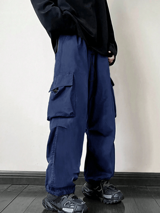 ROMWE Street Life Men Loose Fit Parachute Work Trousers - Lolli World Marketplace