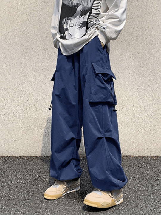 ROMWE Street Life Men Loose Fit Parachute Work Trousers - Lolli World Marketplace