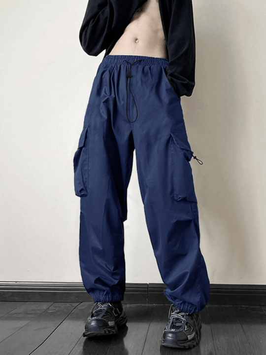 ROMWE Street Life Men Loose Fit Parachute Work Trousers - Lolli World Marketplace