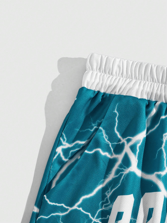 ROMWE Street Life Men's Fashionable Printed Drawstring Sporty Vacation Shorts - Lolli World Marketplace