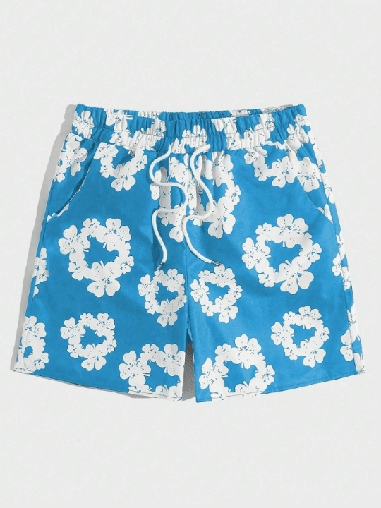 ROMWE Street Life Men's Lucky Clover Print Drawstring Waist Shorts - Lolli World Marketplace