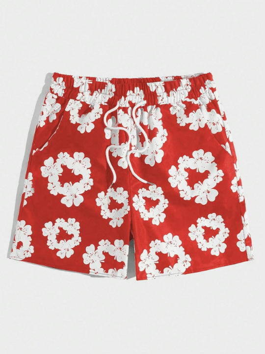 ROMWE Street Life Men's Lucky Clover Print Drawstring Waist Shorts - Lolli World Marketplace