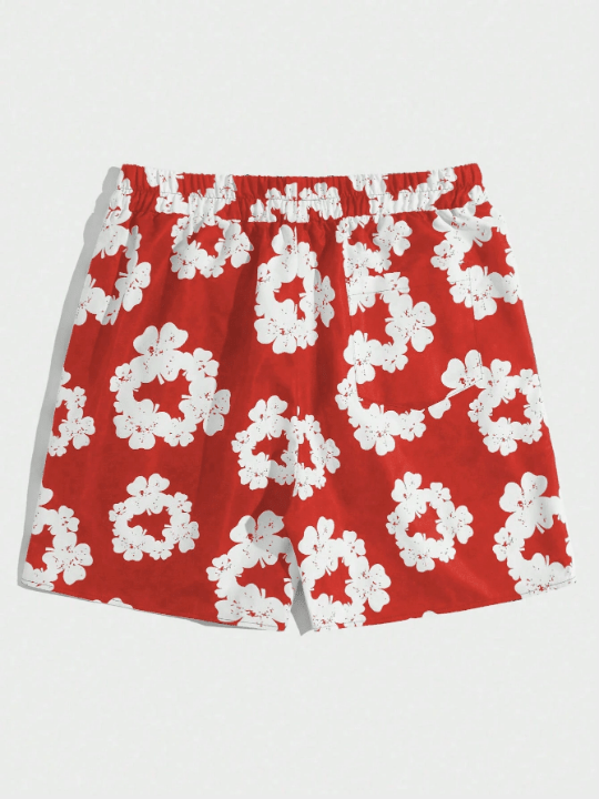ROMWE Street Life Men's Lucky Clover Print Drawstring Waist Shorts - Lolli World Marketplace