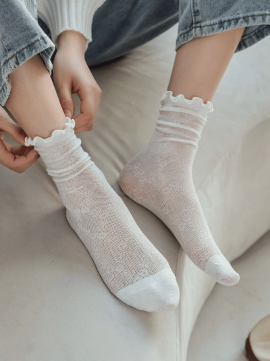 Scallop Trim Crew Socks - Lolli World Marketplace