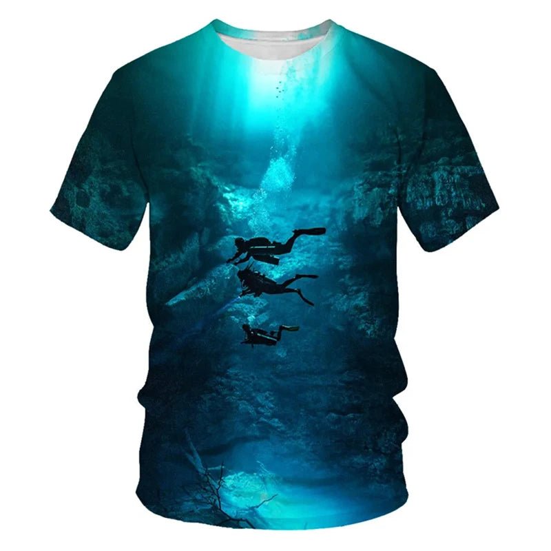 Scuba Diving 3D Print Men's T-shirt Casual Sportwear Quick Drying Male Tops