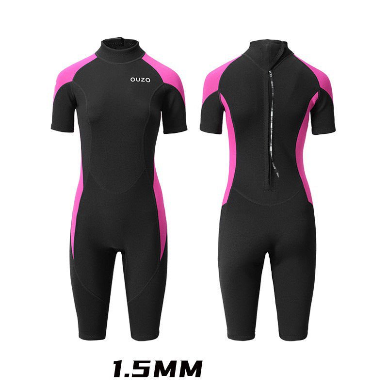 Short Sleeve 1.5mm Neoprene Wetsuit Scuba Diving Suit Snorkeling Spearfishing Swimsuit Surfing Sunproof One Piece Set