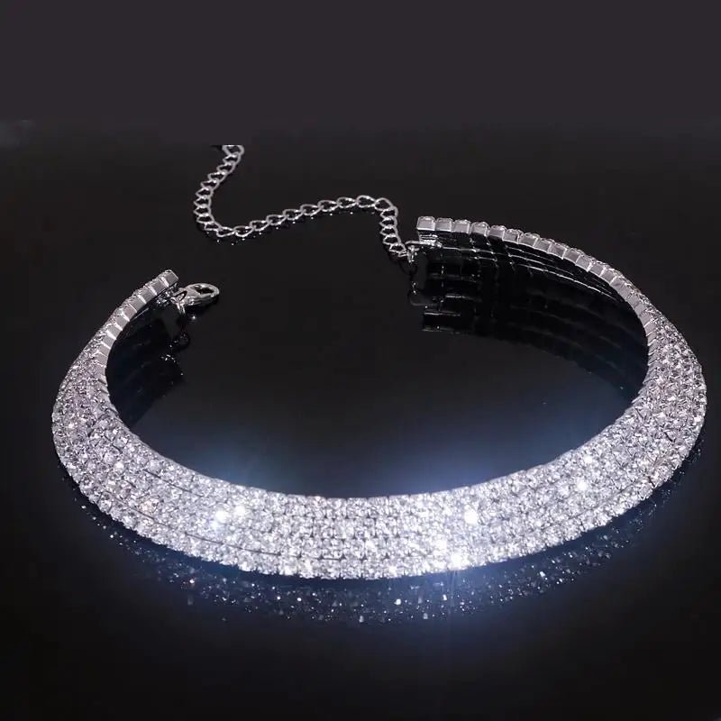 Silver Color Wedding Shiny Rhinestone Bundle Neck Popular Element Collar Necklace Crystal Women's Choker Gift New Korean Jewelry