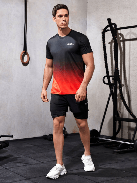 Sport Corelite Men Ombre & Letter Graphic Sports Tee - Lolli World Marketplace