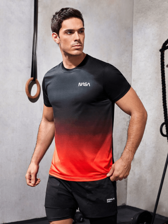 Sport Corelite Men Ombre & Letter Graphic Sports Tee - Lolli World Marketplace