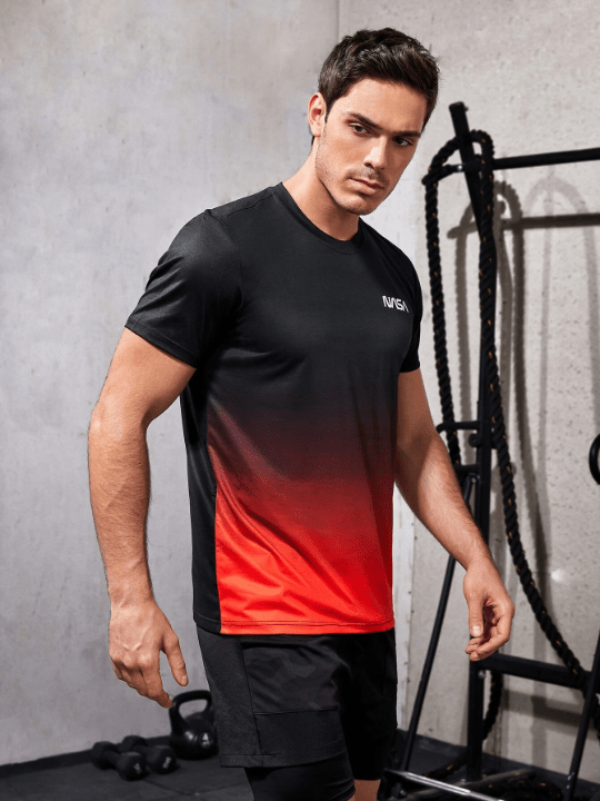 Sport Corelite Men Ombre & Letter Graphic Sports Tee - Lolli World Marketplace