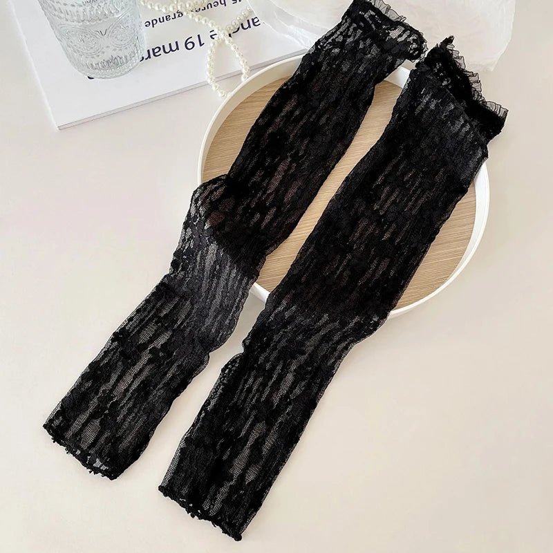 Summer Long Fingerless Gloves Women Sun Protection Sleeves Gloves Lady Thin Lace Mesh Arm Sleeve Sunscreen Uv Breathable Mittens