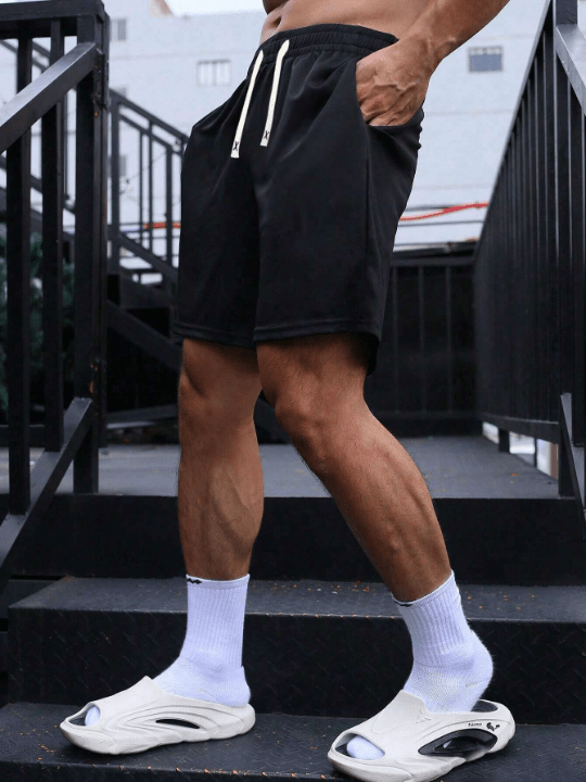 Summer New Arrival Men's Solid Color Quick - Drying Casual Sports Shorts With Drawstring Waistband, Perfect For Fitness, Running, And Beachwear - Lolli World Marketplace
