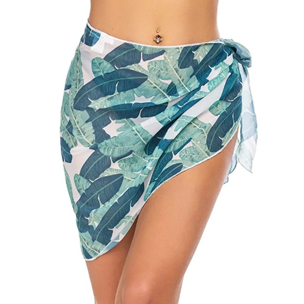 Summer Women Short Solid Sarong Swimsuit Coverups Beach Bikini Wrap Sheer Short Skirt Chiffon Skirt Scarf Swimwear Cover - ups