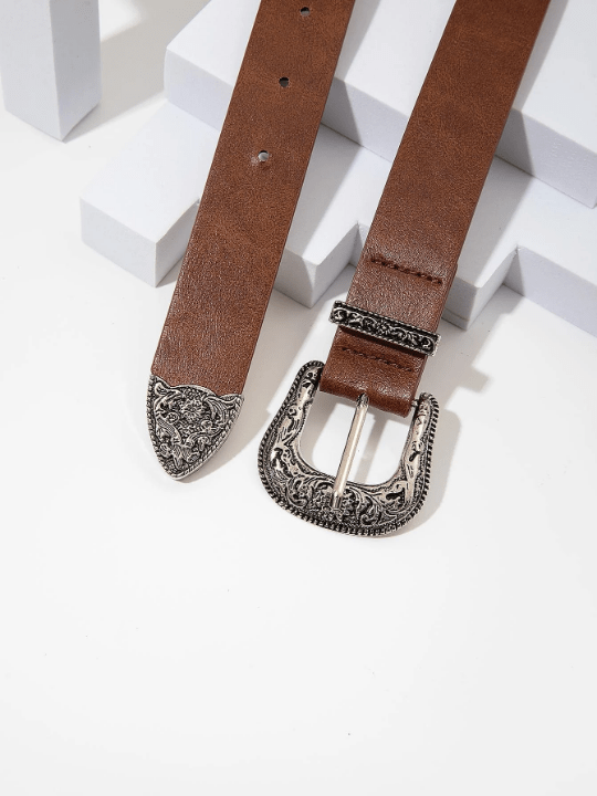 Textured Metal Buckle Belt - Lolli World Marketplace