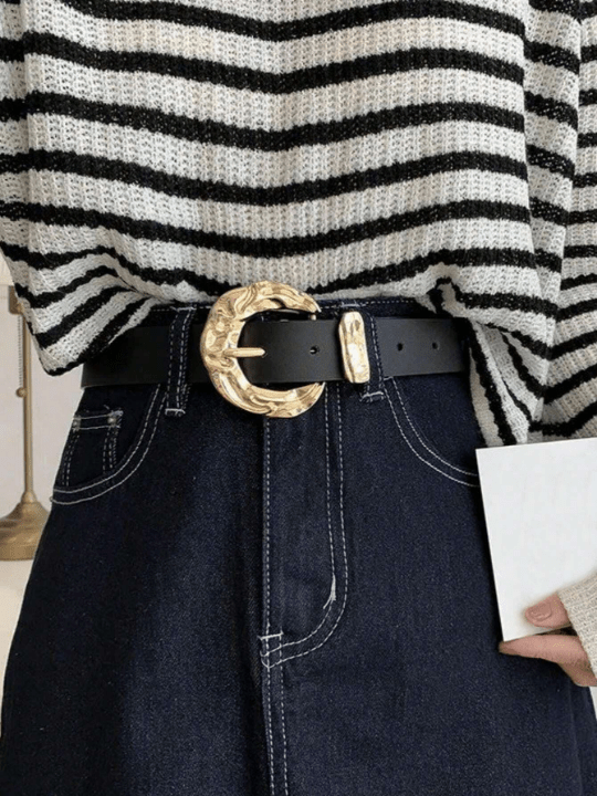 Textured Metal Buckle Belt PU Belt for Jeans Pants - Lolli World Marketplace