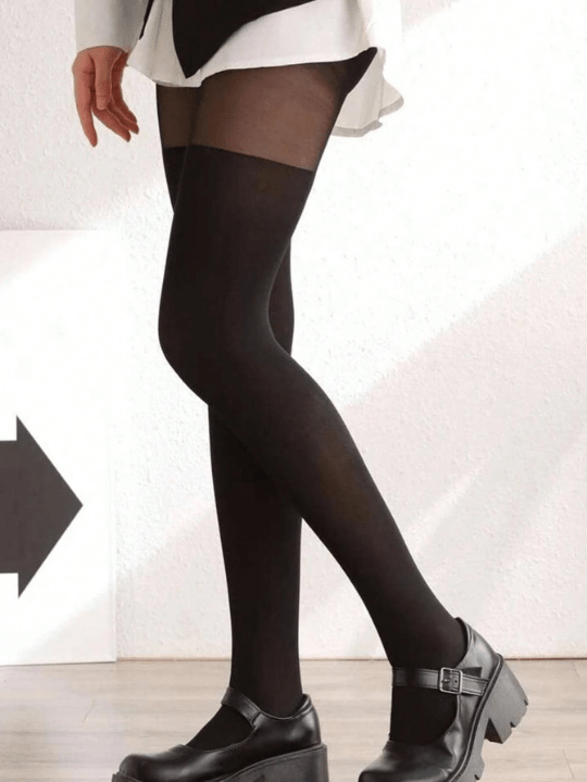 Ultra - thin Black Air Stockings With Heart - shaped Polka Dot Design And Anti - hook Feature - Lolli World Marketplace