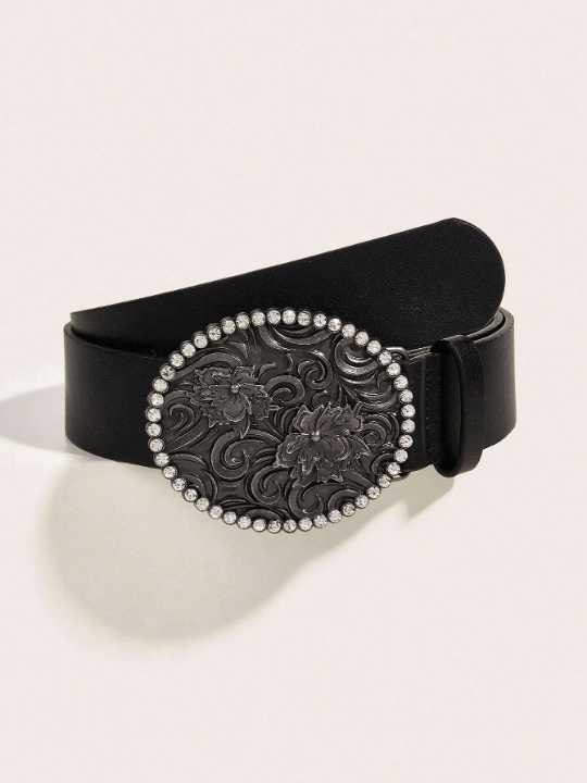Western Style Wide Women's Belt With Pu Leather & Big Antique Silver Buckle - Lolli World Marketplace