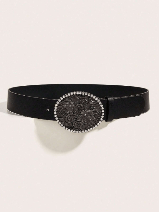 Western Style Wide Women's Belt With Pu Leather & Big Antique Silver Buckle - Lolli World Marketplace