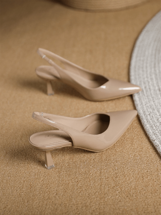 Women Point Toe Pyramid Heeled Pumps, Elegant Outdoor Slingback Pumps - Lolli World Marketplace