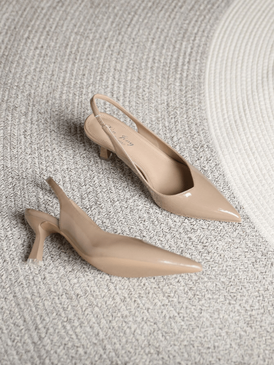 Women Point Toe Pyramid Heeled Pumps, Elegant Outdoor Slingback Pumps - Lolli World Marketplace