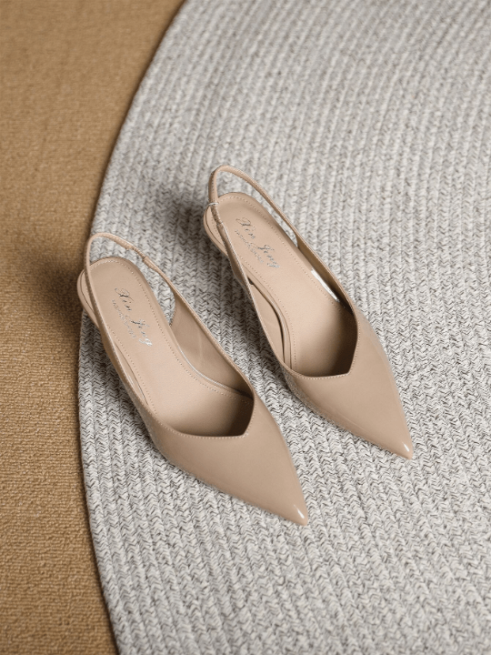 Women Point Toe Pyramid Heeled Pumps, Elegant Outdoor Slingback Pumps - Lolli World Marketplace