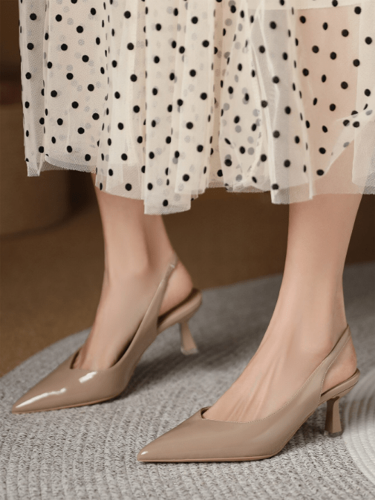 Women Point Toe Pyramid Heeled Pumps, Elegant Outdoor Slingback Pumps - Lolli World Marketplace
