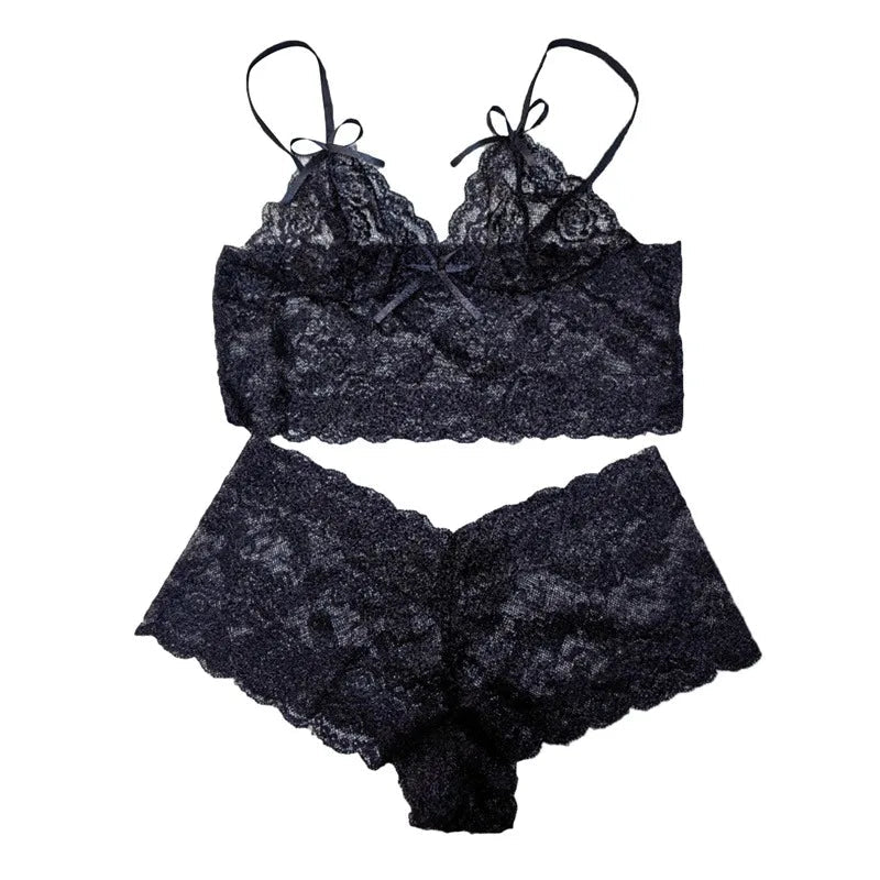 Women Sexy Bra Sets Perspective Lace Strap Fashion Solid Underwear Passion Adjustment Wrap Chest Bra Charm