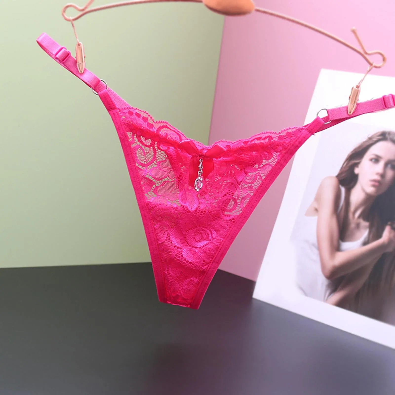 Women Sheer Lace Thong Adjustable Waist Bow Mesh Underpants Sexy Seamless Panties Skin - friendly Solid Color Intimate Pantys