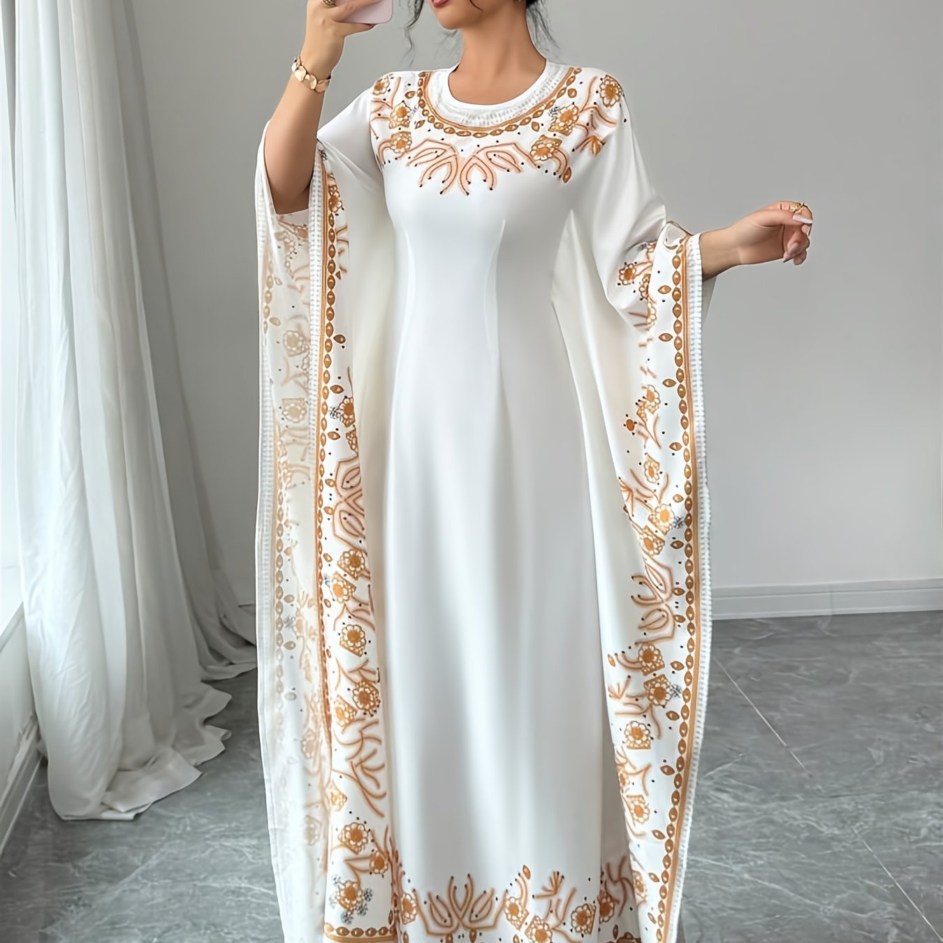 Women's Elegant Floral party dress - Long Formal gown, Machine Washable non - See - Through Fabric for Wedding, Gala, Formal Events - Elegant Evening & daytime Outfits, Galaxy Event Attire, Allseason Wear