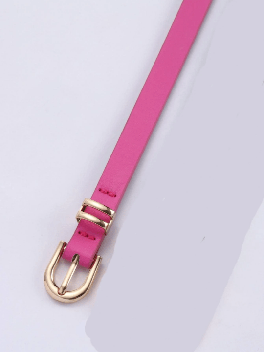 Women's Square Buckle Pu Belt For Dress, Fashionable Thin Waist Belt For Daily Use - Lolli World Marketplace