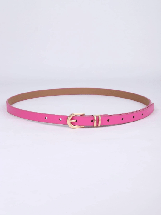 Women's Square Buckle Pu Belt For Dress, Fashionable Thin Waist Belt For Daily Use - Lolli World Marketplace
