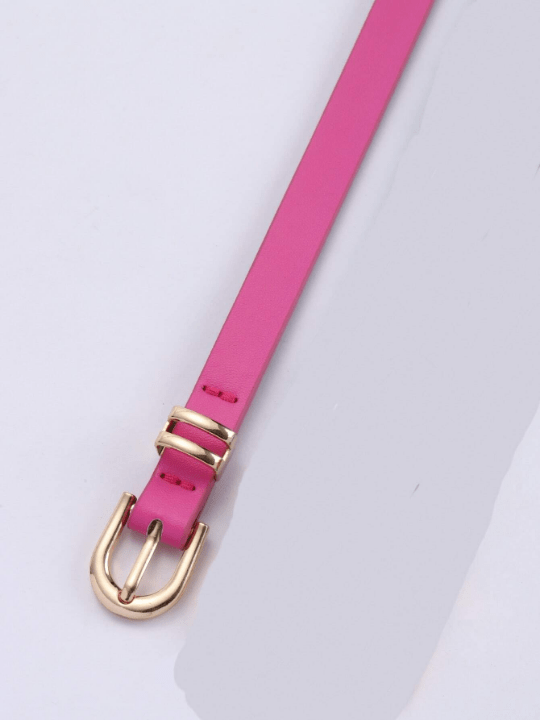 Women's Square Buckle Pu Belt For Dress, Fashionable Thin Waist Belt For Daily Use - Lolli World Marketplace