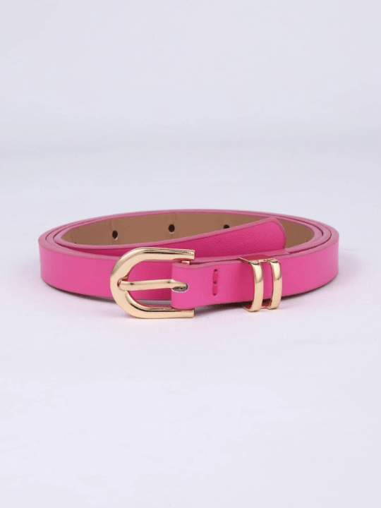 Women's Square Buckle Pu Belt For Dress, Fashionable Thin Waist Belt For Daily Use - Lolli World Marketplace