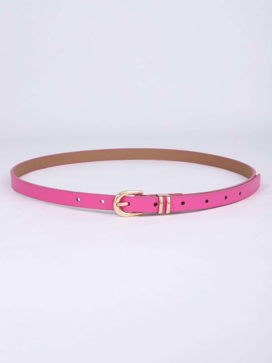 Women's Square Buckle Pu Belt For Dress, Fashionable Thin Waist Belt For Daily Use - Lolli World Marketplace