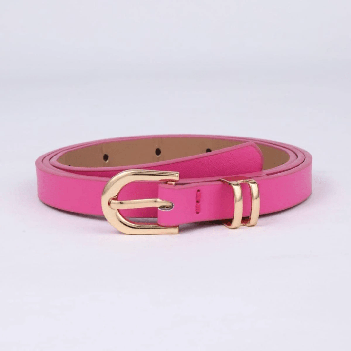 Women's Square Buckle Pu Belt For Dress, Fashionable Thin Waist Belt For Daily Use - Lolli World Marketplace