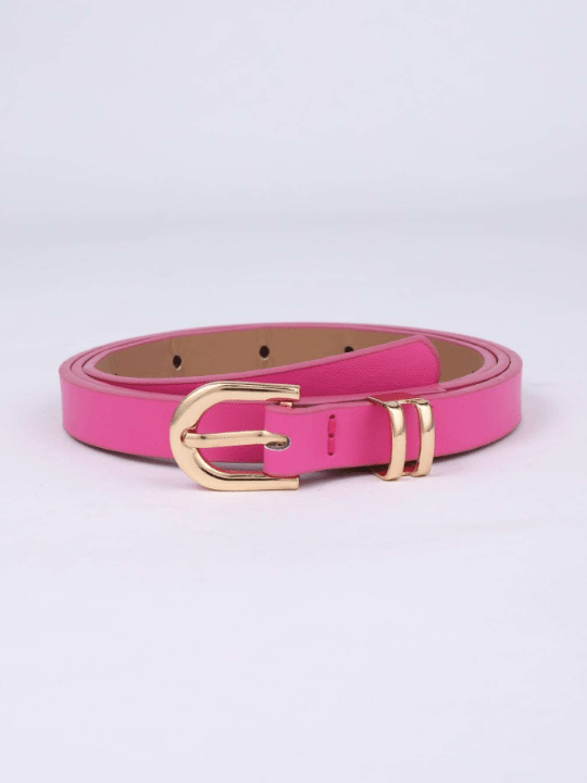 Women's Square Buckle Pu Belt For Dress, Fashionable Thin Waist Belt For Daily Use - Lolli World Marketplace